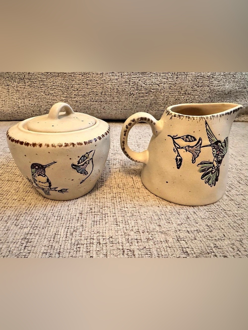 Hummingbird Creamer and Sugar Bowl Set